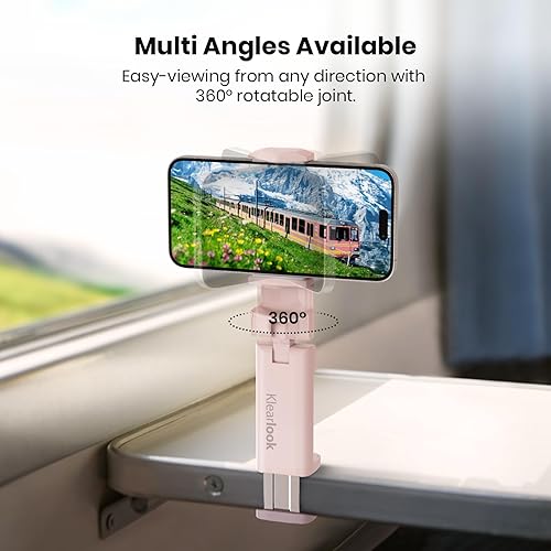 Miniatura 3 de Klearlook - Paquete de 2 soportes universales para teléfono de avión, soporte giratorio de 360 para mesa y escritorio de bandeja de avión, soporte