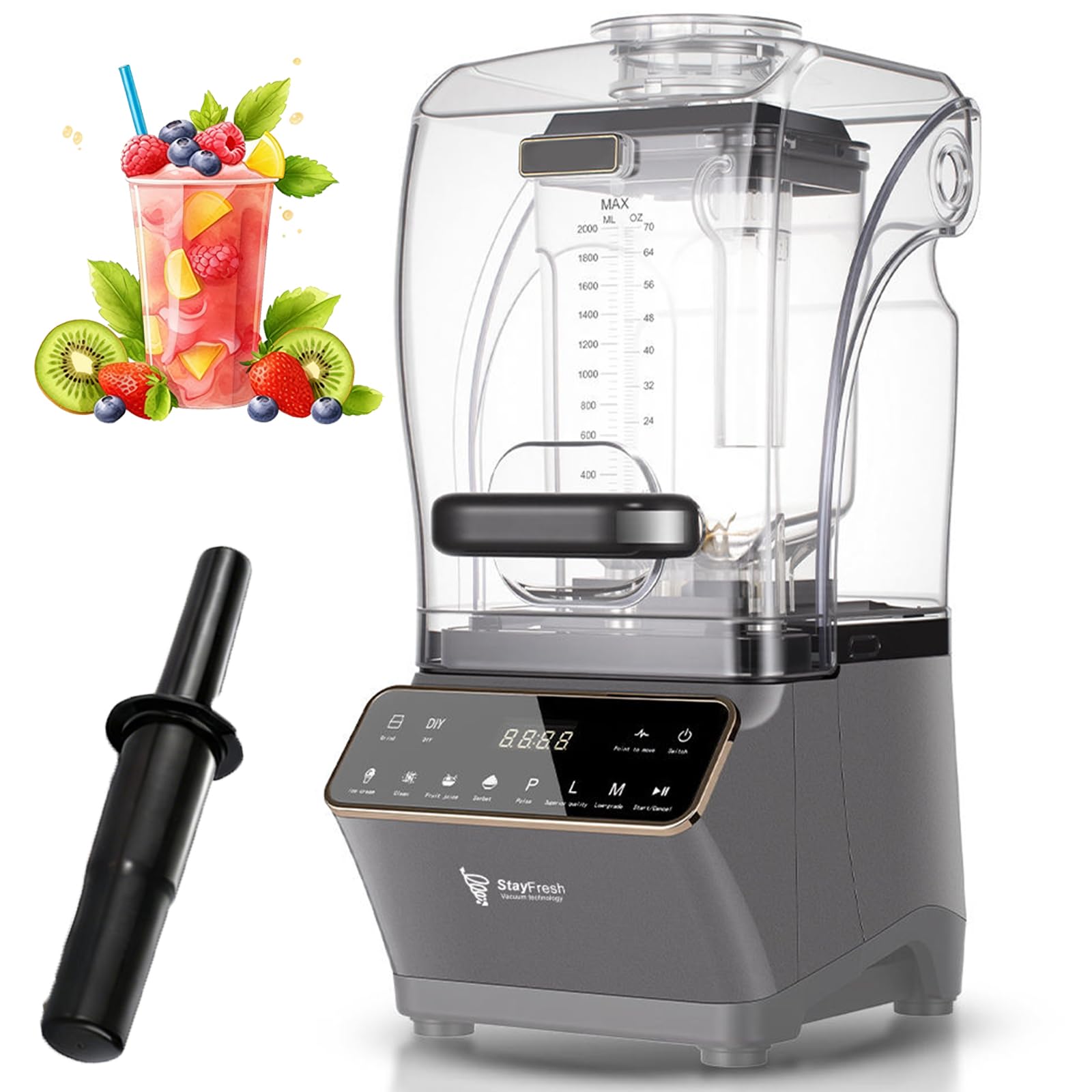 Mélangeur multifonction 2 L avec réglage de vitesse pour jus de fruits frais