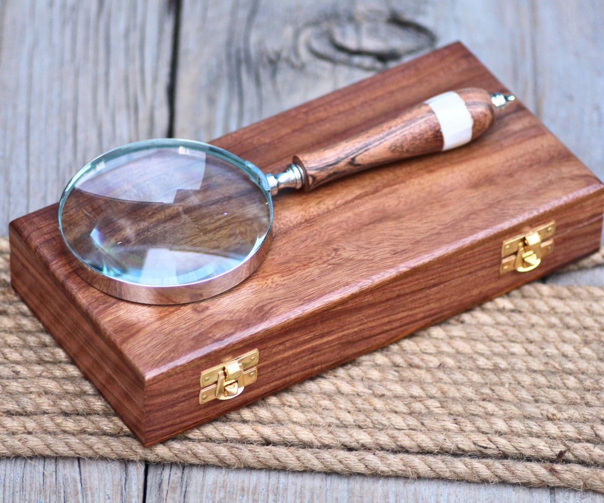 YVCrafts Magnifre Magnifying Glass with Hardwood Storage Case-Executive Gift - Image 2