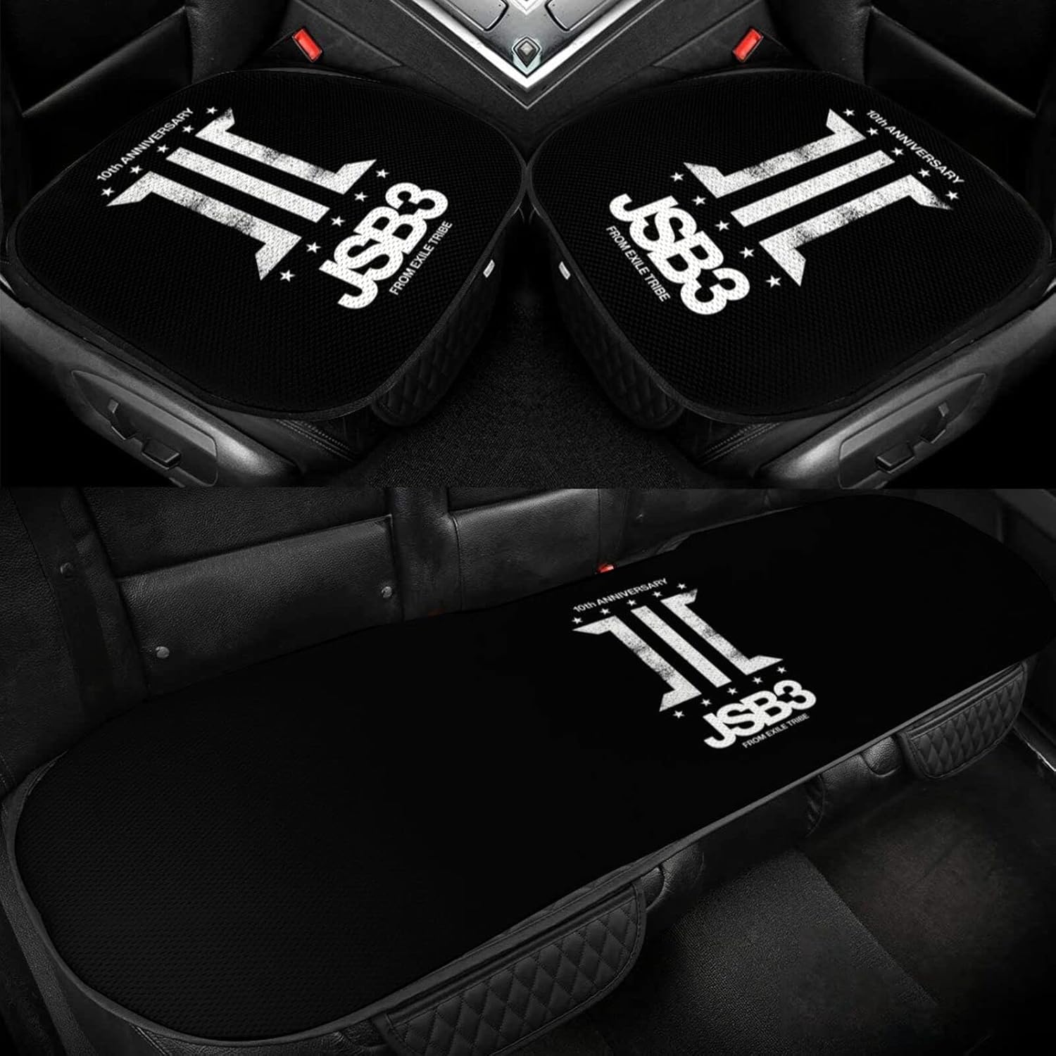 車の座布団 カー用品 シートカバー3枚組セット 三代目 J Soul Brothers カーシートカバー シートクッション Car Ice Cushion 車用座席シート 冷感座布団 アイスシルククールカー 通気性 車ざぶとん 滑り止め付き 低反発 前座席用2枚 後部座席用1枚カーシート シートカバー