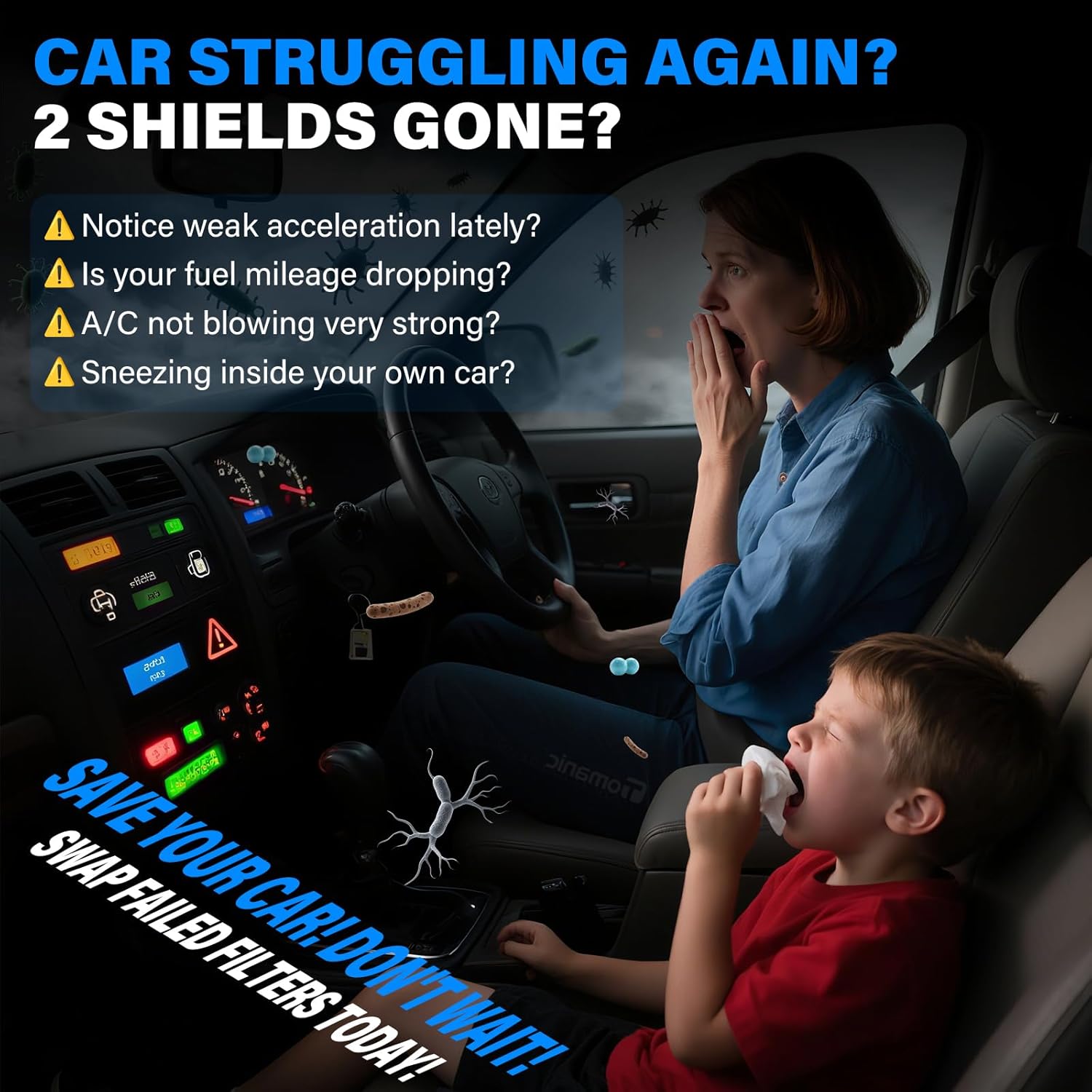 Engine & Cabin Air Filter Kit Compatible with Subaru Ascent 2019-2025, Crosstrek 2018-2023, Impreza 2017-2023, Legacy Outback 2020-2025, Replaces CA12295 CF12436 Maintenance Set