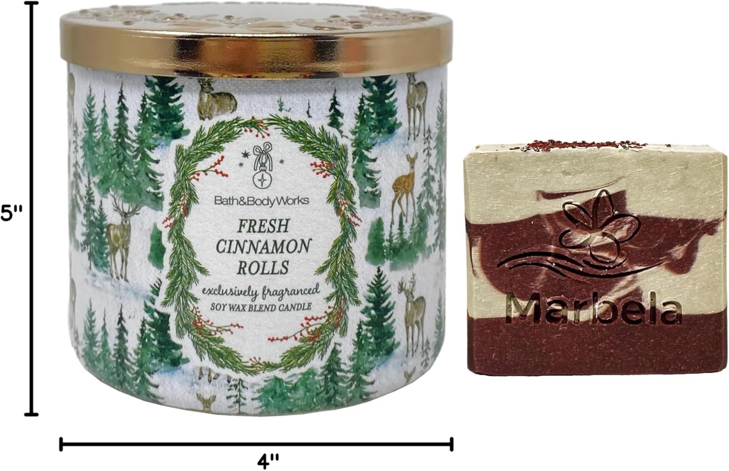 Bath & Body Works Fresh Cinnamon Rolls 3-Wick Scented Candle with a Cherry On Top Bar Soap