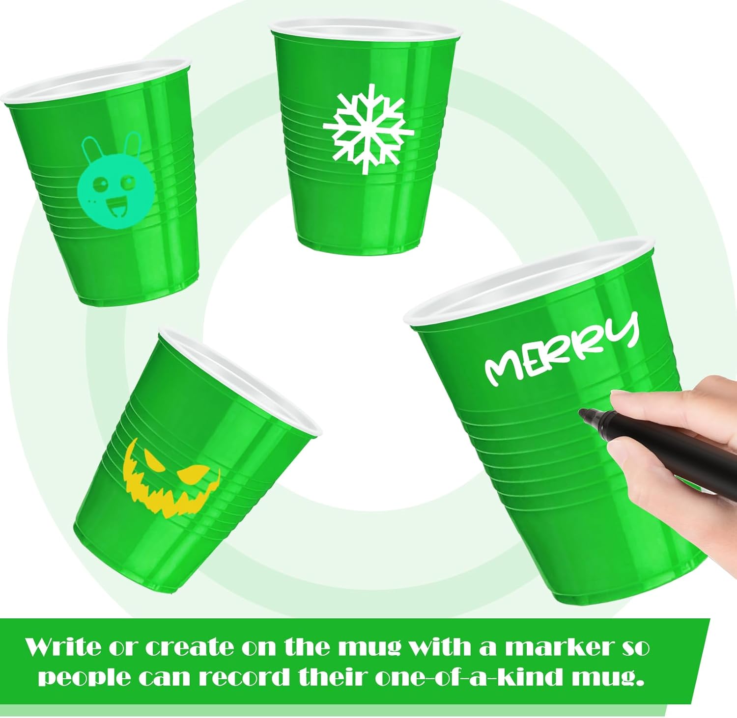 120 pcs 12 oz Green plastic cups Christmas plastic Disposable cups green Party Cups for drinking Tastings served Snacks Barbecues Picnics - Image 4