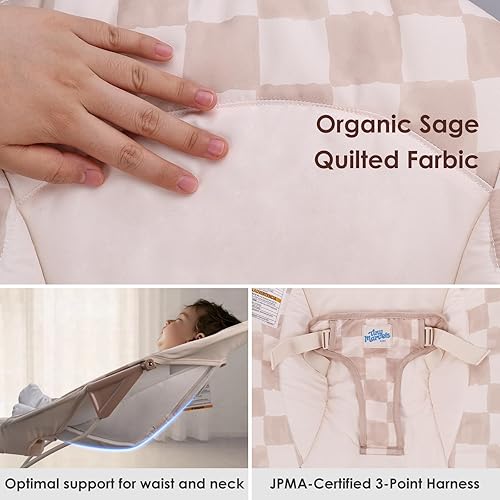 Miniatura 5 de Baby Bouncer Asiento inflable para bebé, asiento inflable para bebés con música y juguetes sensoriales, compacto y lavable a máquina, almohadilla