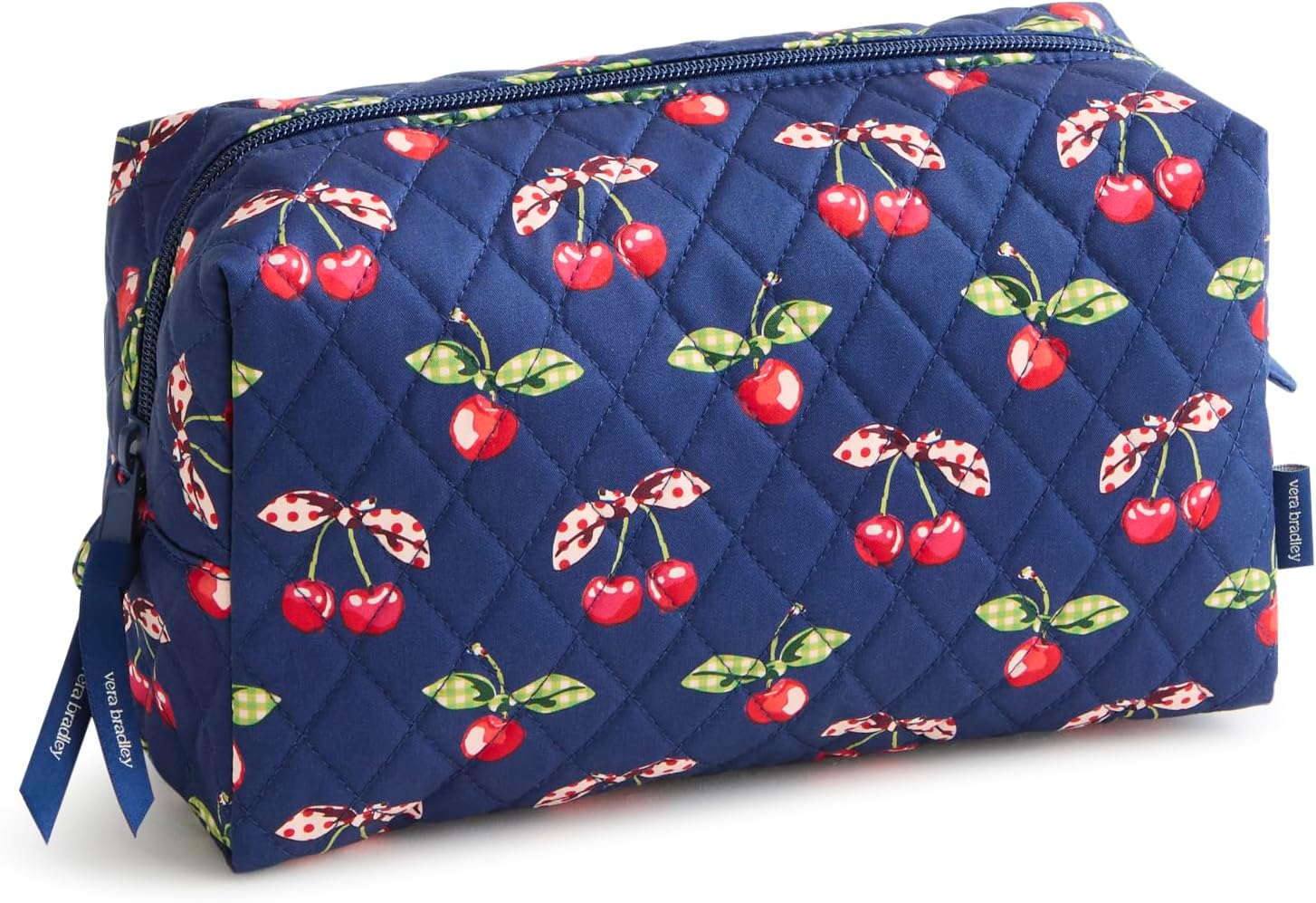 Vera Bradley Women's Premium Cotton Large Cosmetic Bag – Makeup Organizer & Toiletry Storage – All the Pretty Wildflowers