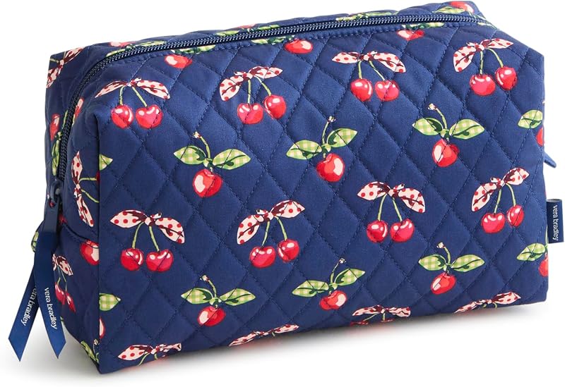 Necessaire grande de algodão Premium Vera Bradley Cherry Picking com zíper — 1 unidade