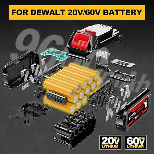 Miniatura 2 de Batería de repuesto de 9.6Ah 20V60V para Dewalt 60V Batería DCB609 DCB606 DCB612 Compatible con Dewalt 20V60V MAX Batería de iones de litio