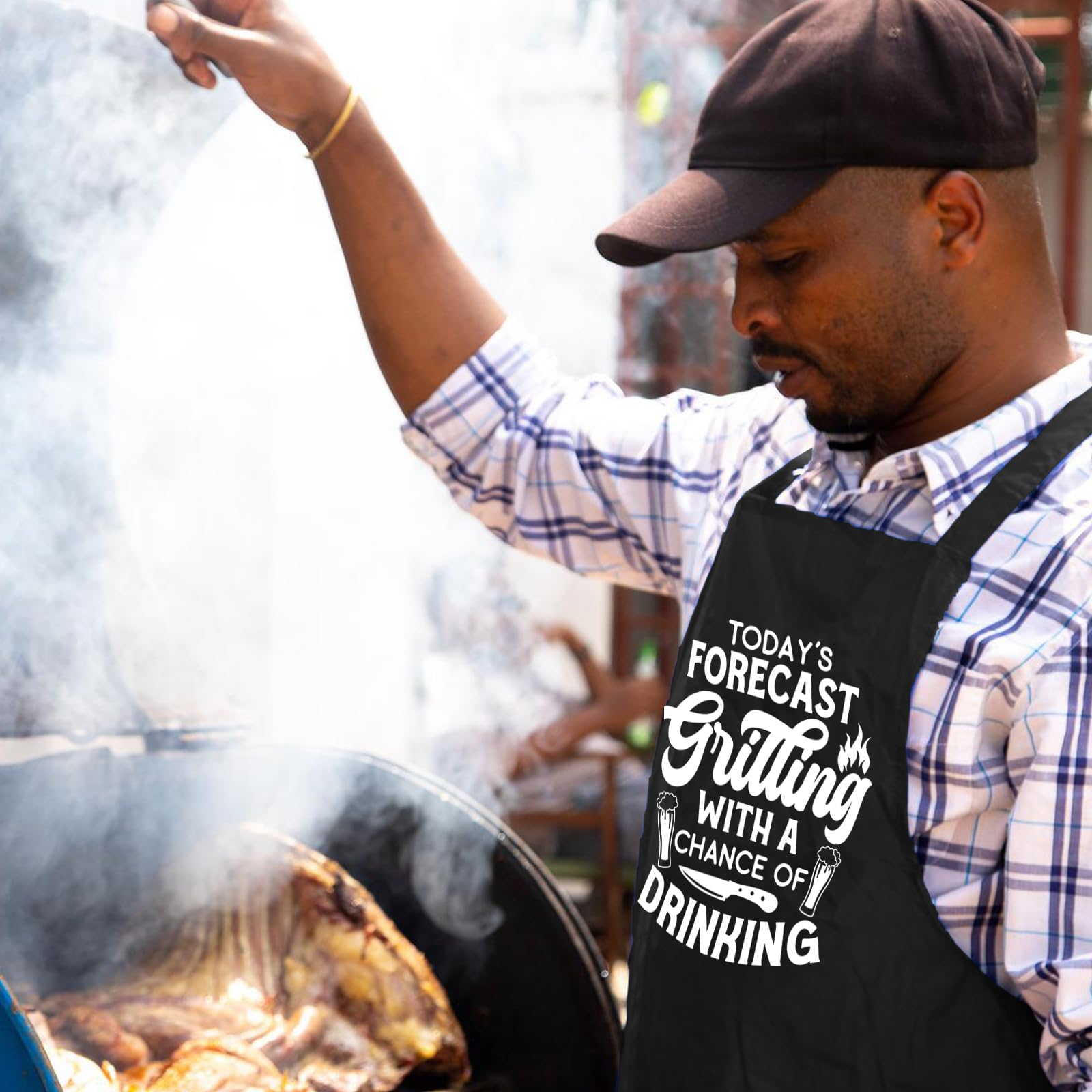 Divertidos delantales de cocina para mujeres y hombres con bolsillo, delantal de parrilla con correa ajustable para el cuello, regalo de cumpleaños para papá y mamá, Pronóstico de hoy a la