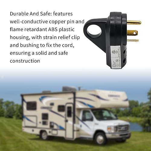 Miniatura 6 de Enchufe de repuesto macho de 30 amperios TT-30P resistente 125V 30A nominal de 3 clavijas, receptáculo con mango ergonómico, apto para remolque RV