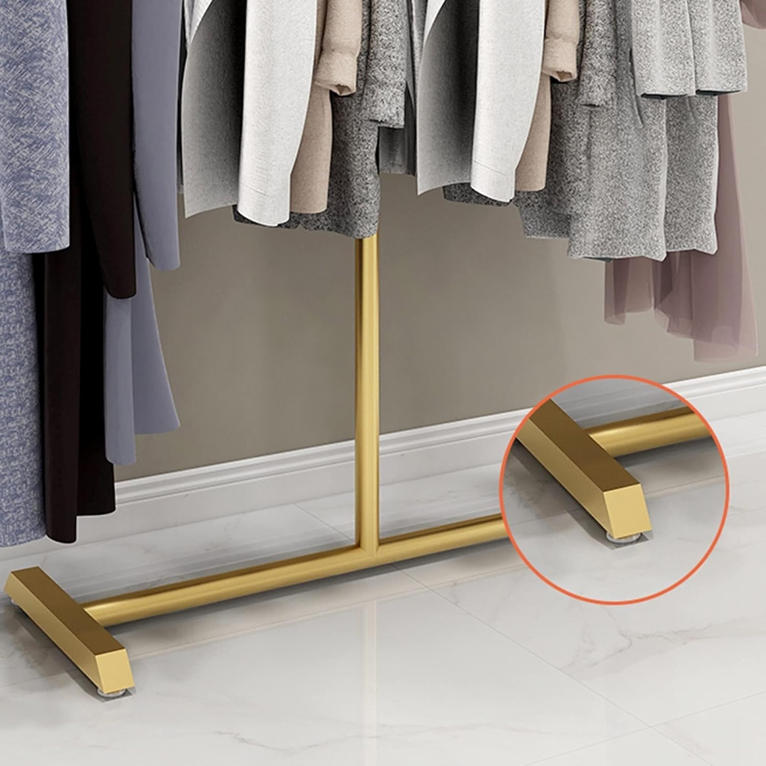 Industrial Metal Clothes Rack | Heavy-Duty Pipe Drying Stand | Adjustable Clothing Display Rack | Gold Freestanding Coat Hanger for Home & Retail Use(150x150Cm)