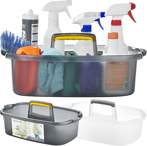 Miniatura 3 de Organizador grande de limpieza con asa, organizador de cesta de almacenamiento de herramientas de limpieza, organizador de cubo resistente, cubo