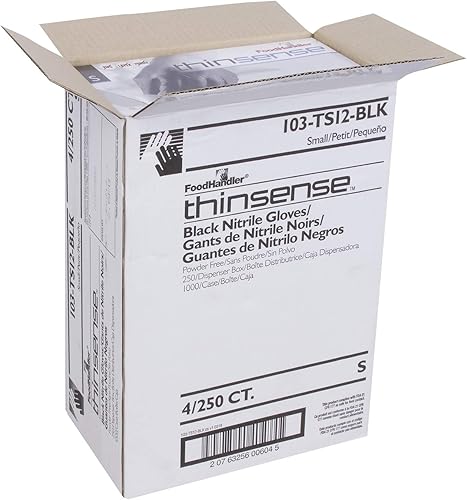 Miniatura 9 de FoodHandler 103-TS12-BLK FoodHandler thinsense nitrilo SM negro (paquete de 1000)