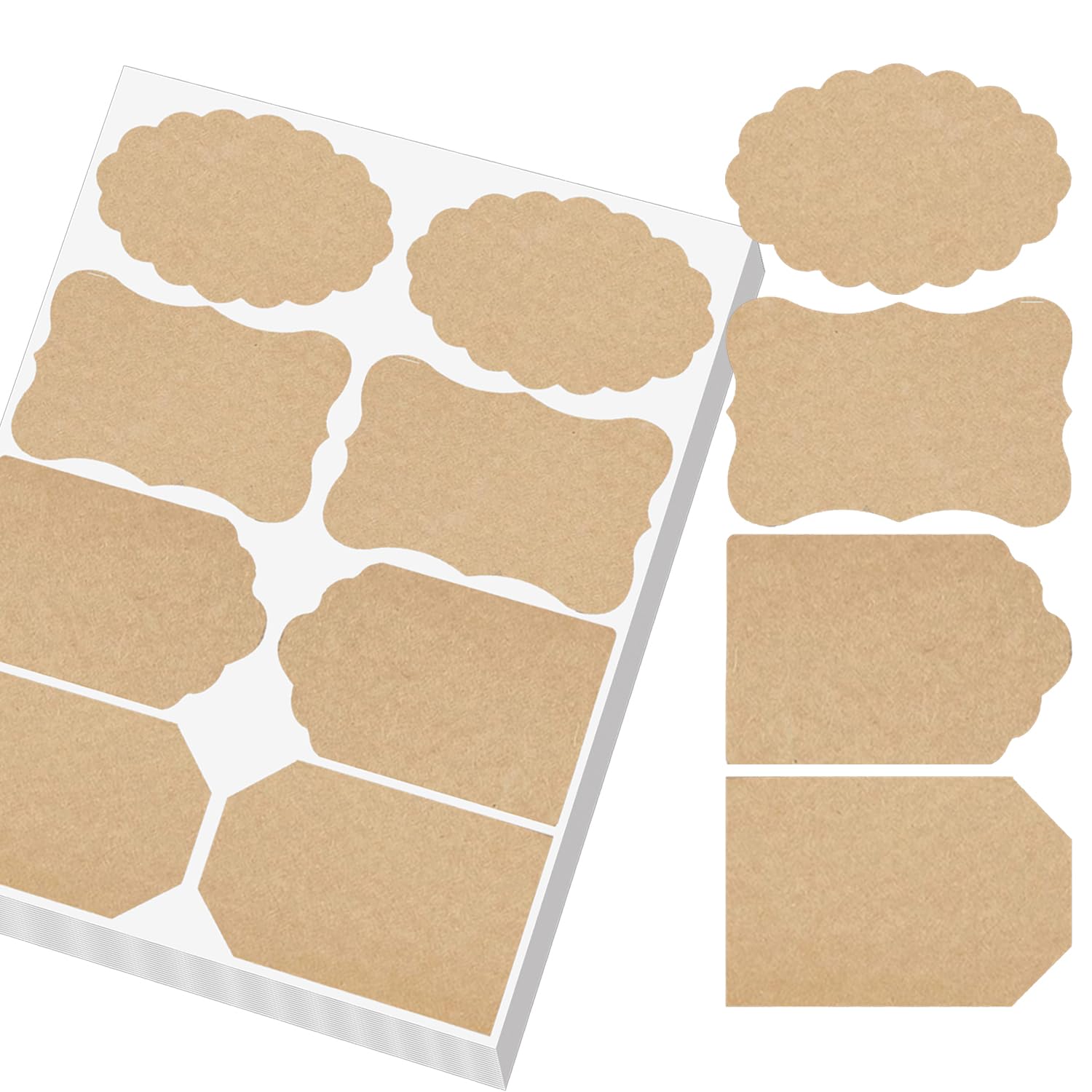 Happy New Year Kraft Paper Gift Labels 3.5x2 inches Holiday Craft Present Labels Cosmetic Mason Jar Labels Brown Kraft Name Tags Self Adhesive Blank