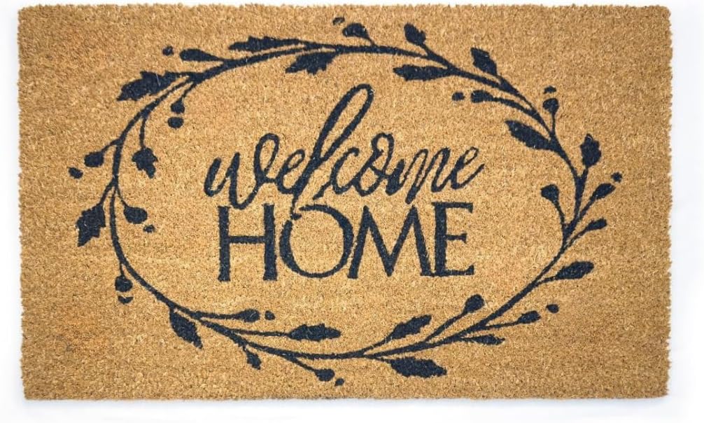 Great American Coco Coir Doormat with Heavy Duty Backing - Large 18" x 30" Non-Slip Minimalist Front Door Welcome Mat - Outside Entrance, Front Porch, Indoor Entry, Brown (Hello)