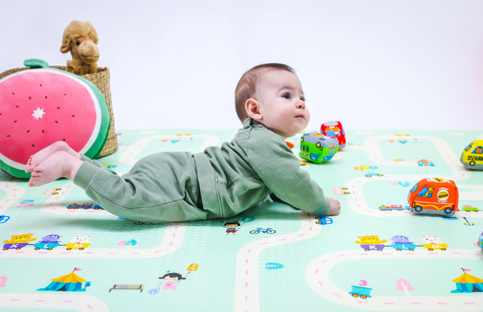 Spielmatte für Babys, faltbar, rutschfest, extra groß, wendbar, wasserdicht, tragbar, doppelseitig.