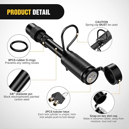 Miniatura 4 de Nilight Pasador de bloqueo de enganche de remolque de 58 pulgadas pasador de enganche receptor con llave único resistente a la intemperie antirrobo