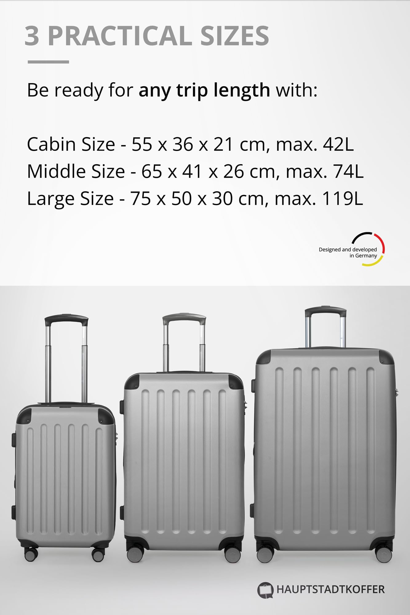 HAUPTSTADTKOFFER - Spree - Maleta rígida, Trolley expandible, Equipaje de Viaje, 4 Ruedas Dobles, TSA, 65 cm, 74 litros, Champán — view 13