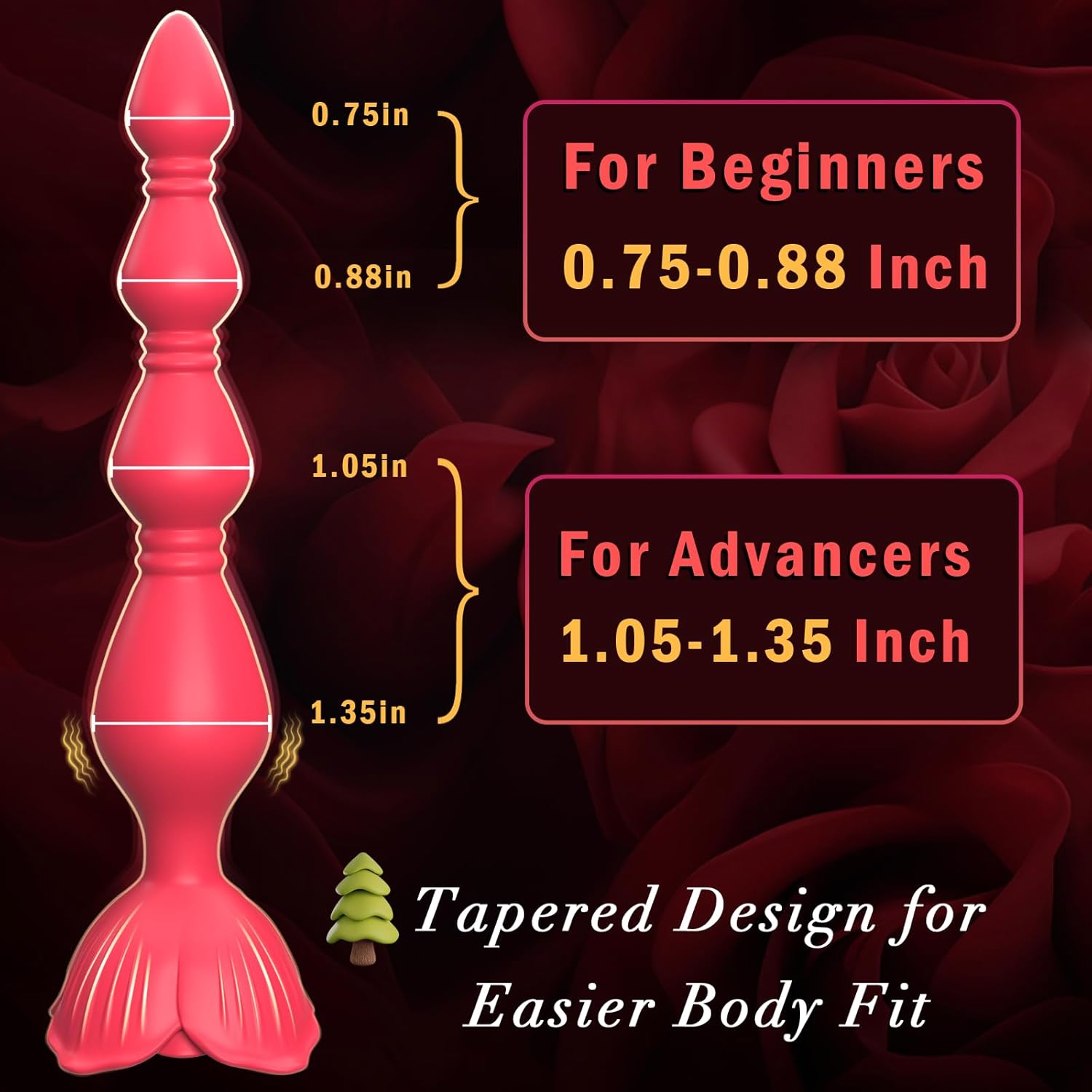 Anal Beads Anal Toys, Flexible Vibrating Butt Plug, Adult Anal Sex Toys for Men Women with 9 Vibrations, HOESDIK Rose Female Sex Toy, Silicone Anal Plug Vibrator, Rose Adult Toy Sex Stimulator
