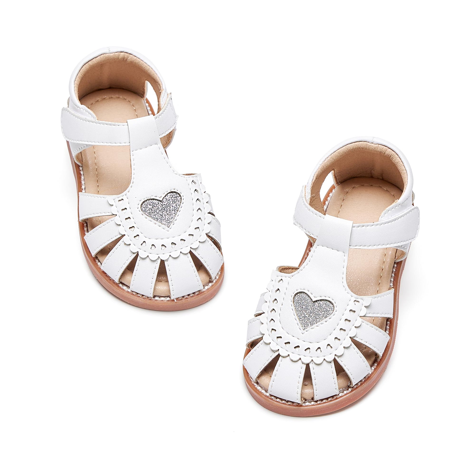 Kiderence Toddler Flower Girl Sandals Close Toe Dress Shoes Wedding Party | Hook and Loop,Non Slip Lightweight Sandals for Beach,Water Play and Daily Wear