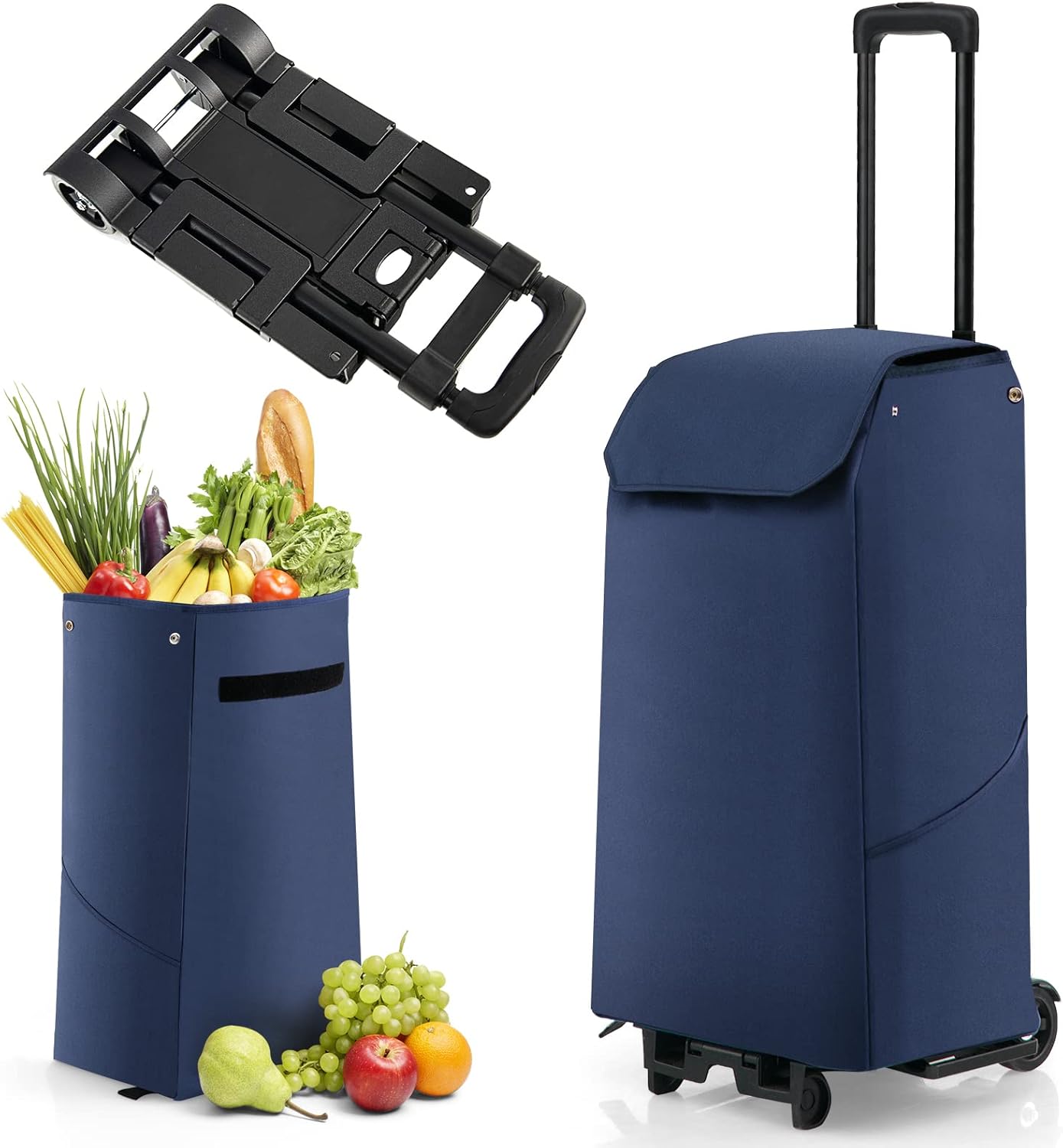 Giantex Folding Shopping Cart, Heavyduty Utility Cart w/ 38 L