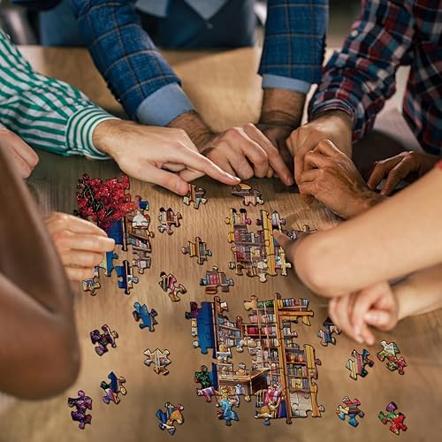 Miniatura 8 de PICKFORU Rompecabezas de libros para adultos de 1000 piezas, rompecabezas vintage de biblioteca de biblioteca, rompecabezas de 1000 piezas de gato,