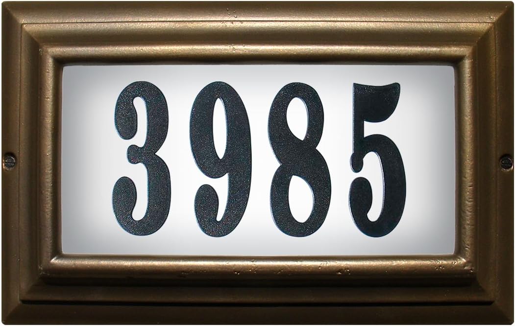 Qualarc LTL-1301-LED-PW-PN Edgewood Rust Free Cast Aluminum Rectangular Lighted Address Plaque with LED & 4" Black Polymer Numbers, Pewter
