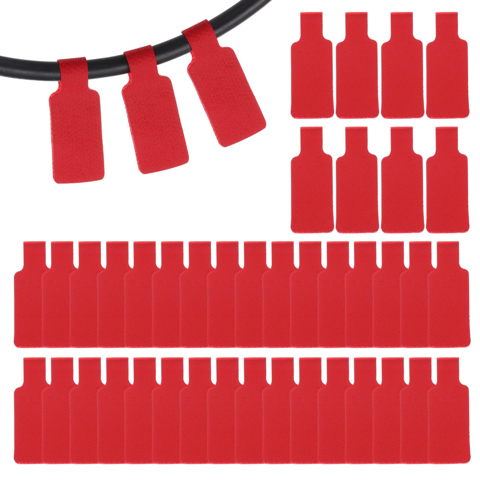 PATIKIL 48Pcs Cable Labels Tags, 1.8" Write on Wire Tags Cord Labels Hook Loop Rectangle Cable Ties for Electronics Organize Wire Classify Identification Management, Red