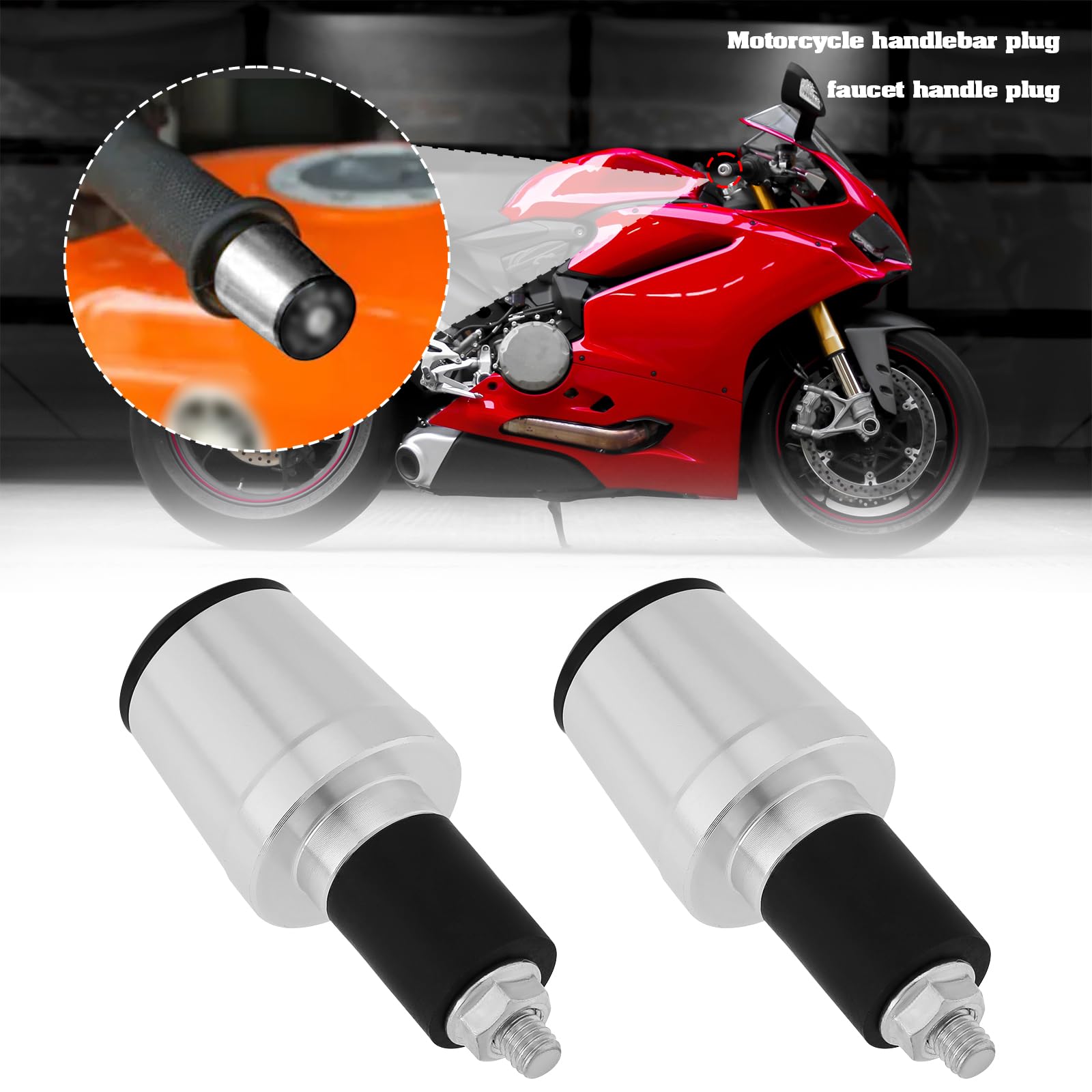 1 Paio Tappi Terminali Manubrio Moto 7/8 Pollici 22 Mm Estremità Manubrio Moto Manopole Manubrio Tappi Terminali Per Moto Dirt Bike Scooter (argento)