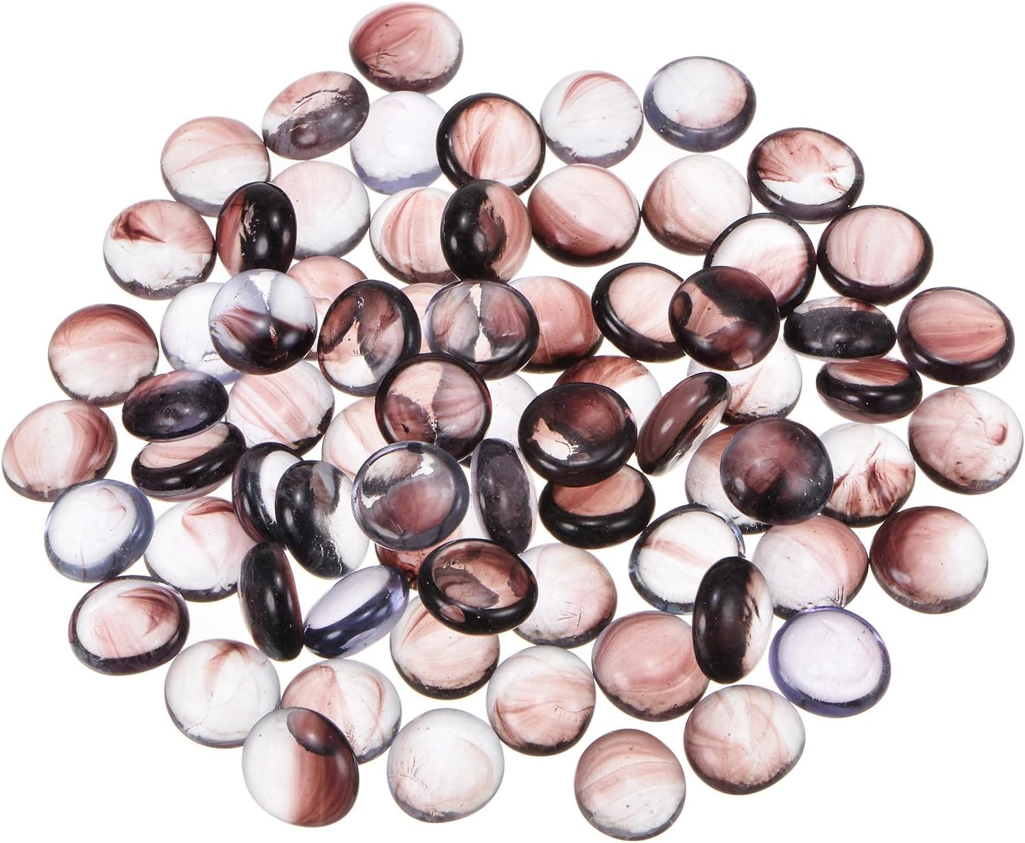 67pcs Fire Glass Beads for Fire Pit, Flat Marble Beads, Glass Pebbles, Vase Fillers Beads for Aquarium Succulent Pot Garden Decoration 17-19mm(2/3"-3/4"),300g/0.66lbs Purple