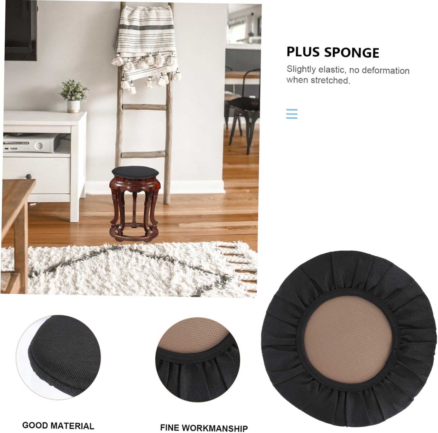 Cabilock 3pcs Elastic Round Chair Cover Stretch Stool Cover for Chairs Seat for Office Dining Bar Patio Skid-Resistant and Wrinkle-Resistant