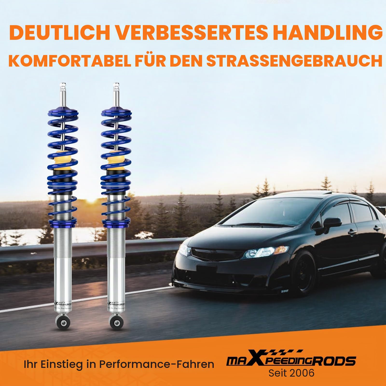 maXpeedingrods Gewindefahrwerk Für Volkswagen Golf MK2 1985-1992 (19E) Jetta II 1G 1984-1992-Blau