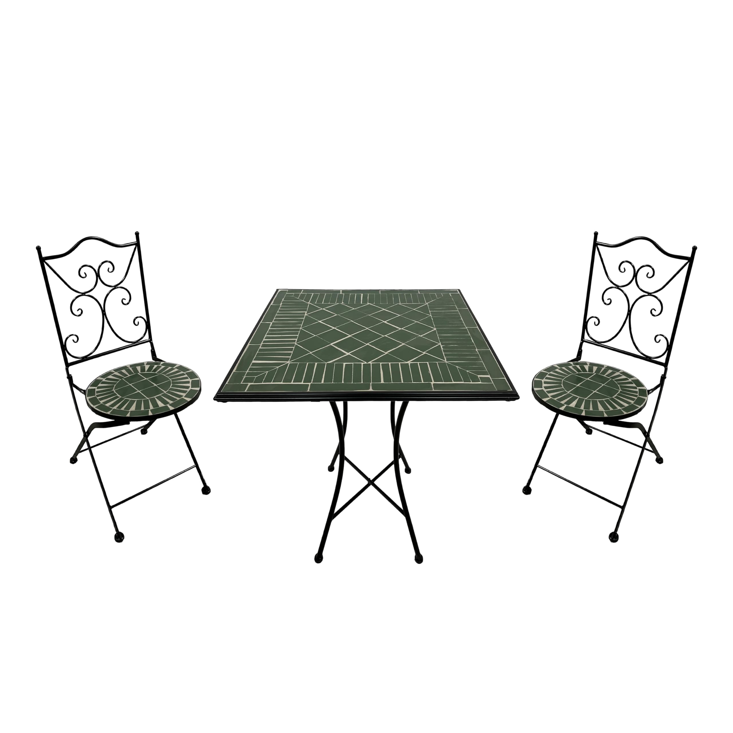 Conjunto de bistro de mosaico AXI Camilla de hierro forjado y cerámica de alta resistencia