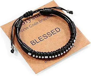 Inspirational Gifts for Men Morse Code Bracelets Mens Bracelets Graduation Gifts for Him Fathers Day Adjustable Leather Bracelet Motivational Birthday Annivesary Jewelry Stocking Stuffers for Men