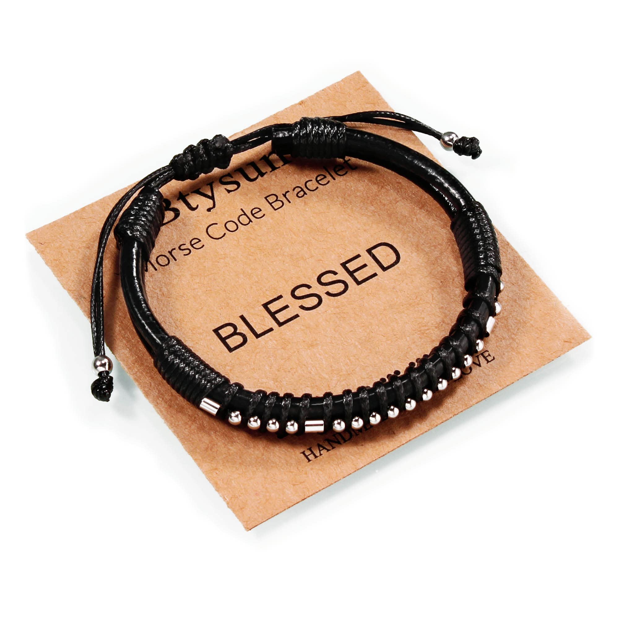 Btysun Fathers Day Gift, Gifts for Men Morse Code Bracelets for Men 2026 Graduation Gifts Mens Bracelet for Him Boyfriend Husband Leather Bracelet Motivational Birthday Jewelry Stocking Stuffers