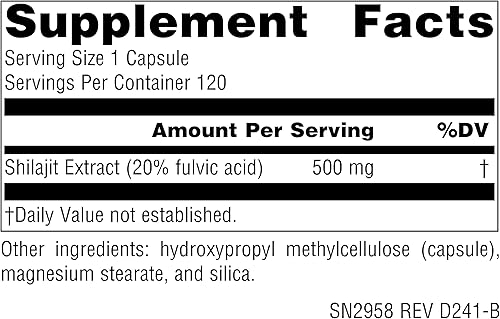 Miniatura 4 de Source Naturals Extracto de Shilajit, Suplemento dietético vegano, vigoriza el rendimiento y la impulsión*, 500 mg, cápsulas veganas (120)