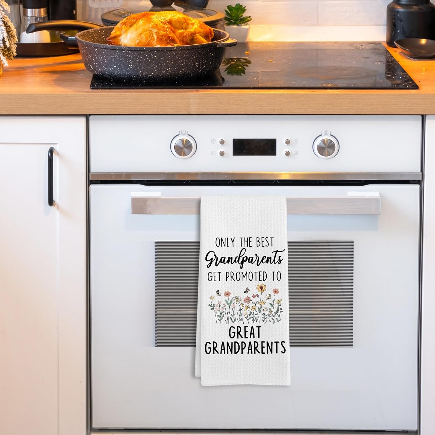 Promoted to Great Grandparents Gifts Kitchen Towels, Gifts for Grandparents Dish Tea Towels from Grandkids, Baby Pregnancy Announcement Grandparent Hand Towel for Kitchen Bathroom, 16x24 Inch - Image 2