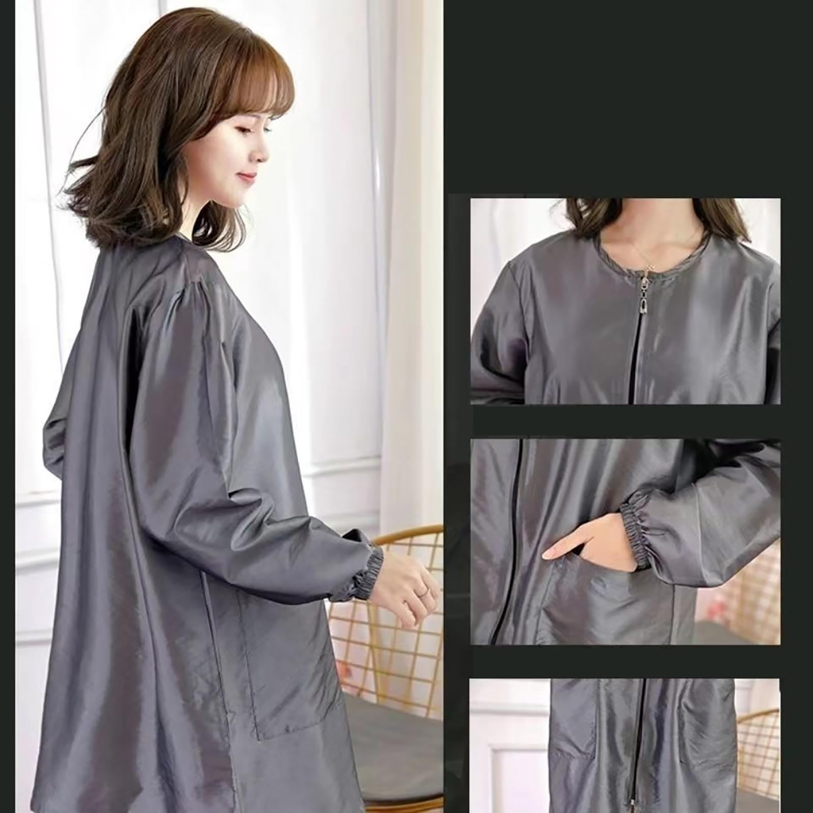 Tablier De Coiffure Anti-poils Manteau Travail À Manches Courtes/longues Avec Poche Pour Salons Et Animaleries Manteau Travail Coiffure Blouse Coiffeur