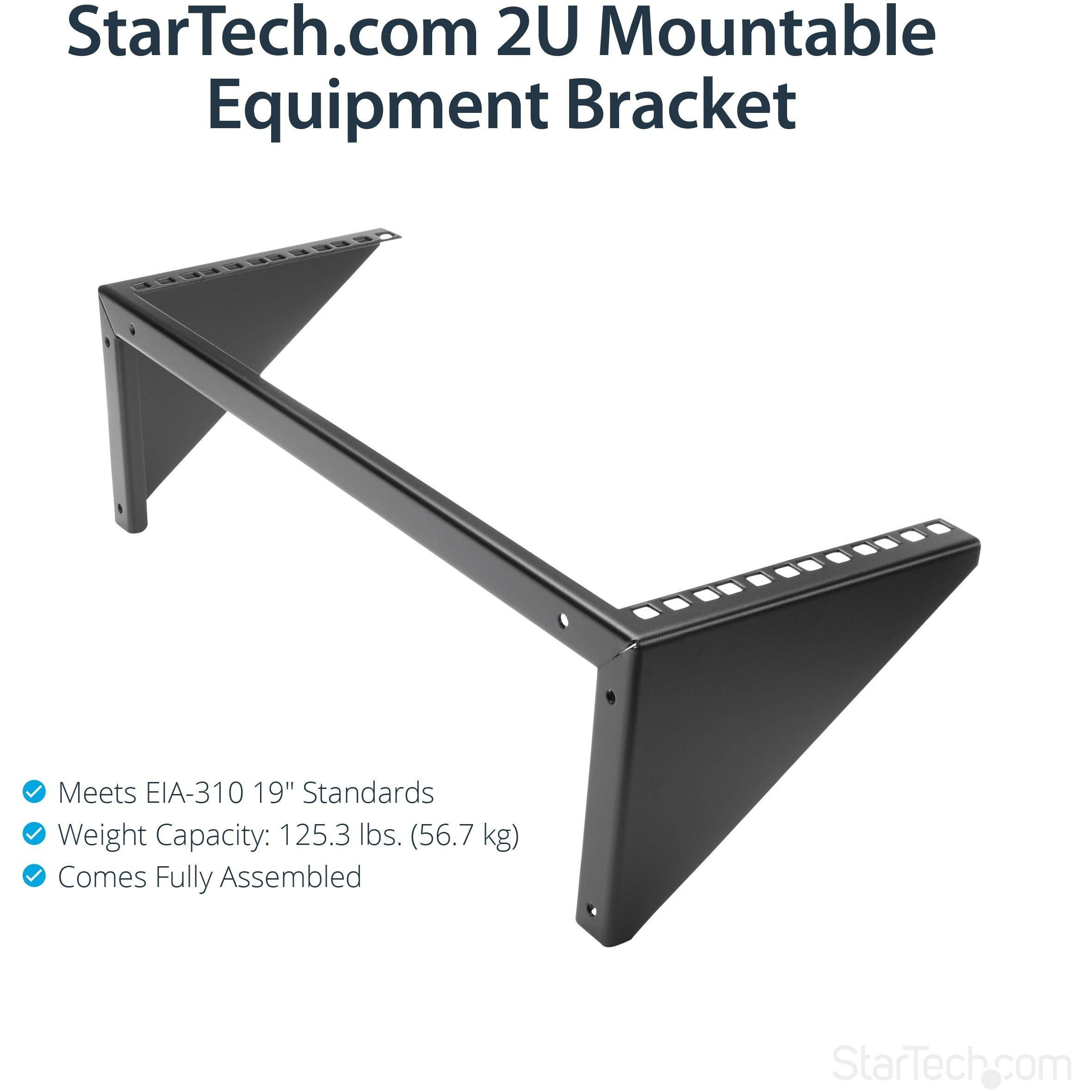 StarTech.com Rack Vertical 4U Montage Mural 19" Acier pour Panneaux Réseau Serveur Patch Capacité 56kg Noir RK419WALLV