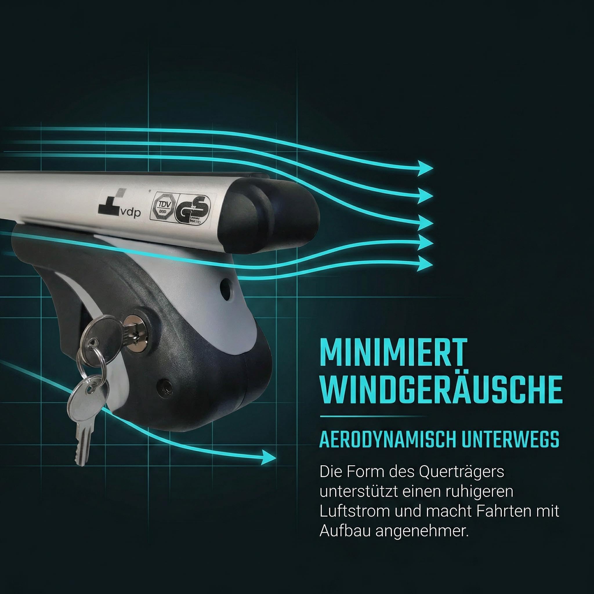 Dachgepäckträger Auto 135cm - Dachträger Universal VDP-R-005 | Auto Dachträger offene Reling | Dachträger für Reling abschließbar | Aluminium Grundträger Dachreling bis 90kg