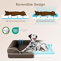 Vista 4 de EHEYCIGA - Cama ortopédica para perro grande, impermeable, de espuma viscoelástica y espuma tipo caja de huevos, bordes elevados, antideslizante