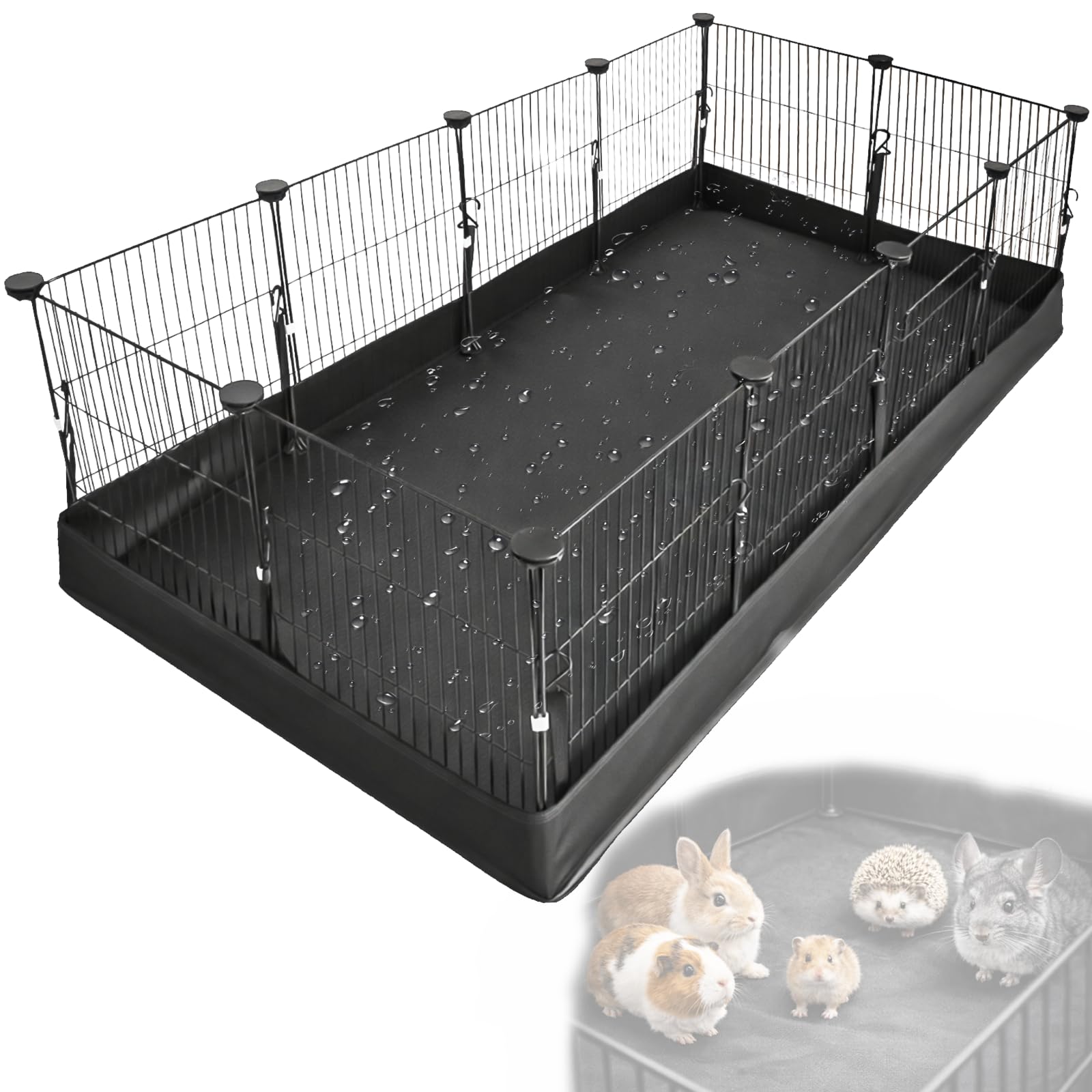 Kleintiergehege Innen & Außen 122*60*40cm – Freigehege für Meerschweinchen & Kaninchen, Stabil & Erweiterbar, Mit Wasserdichter Bodenmatte, Sicher & Einfach aufzubauen