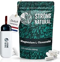 Strong Natural - Magnesium L-Threonate 120 Capsules - Free Pill Box - High Dose 500mg Per Capsule, 2000mg Daily - 100% Natural, Lab Tested, Optimal Bioavailability