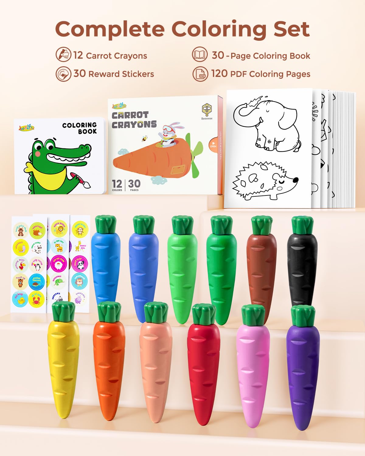 JUPITEARTH 12 Colors Crayons for Toddlers 1-3 - Image 4