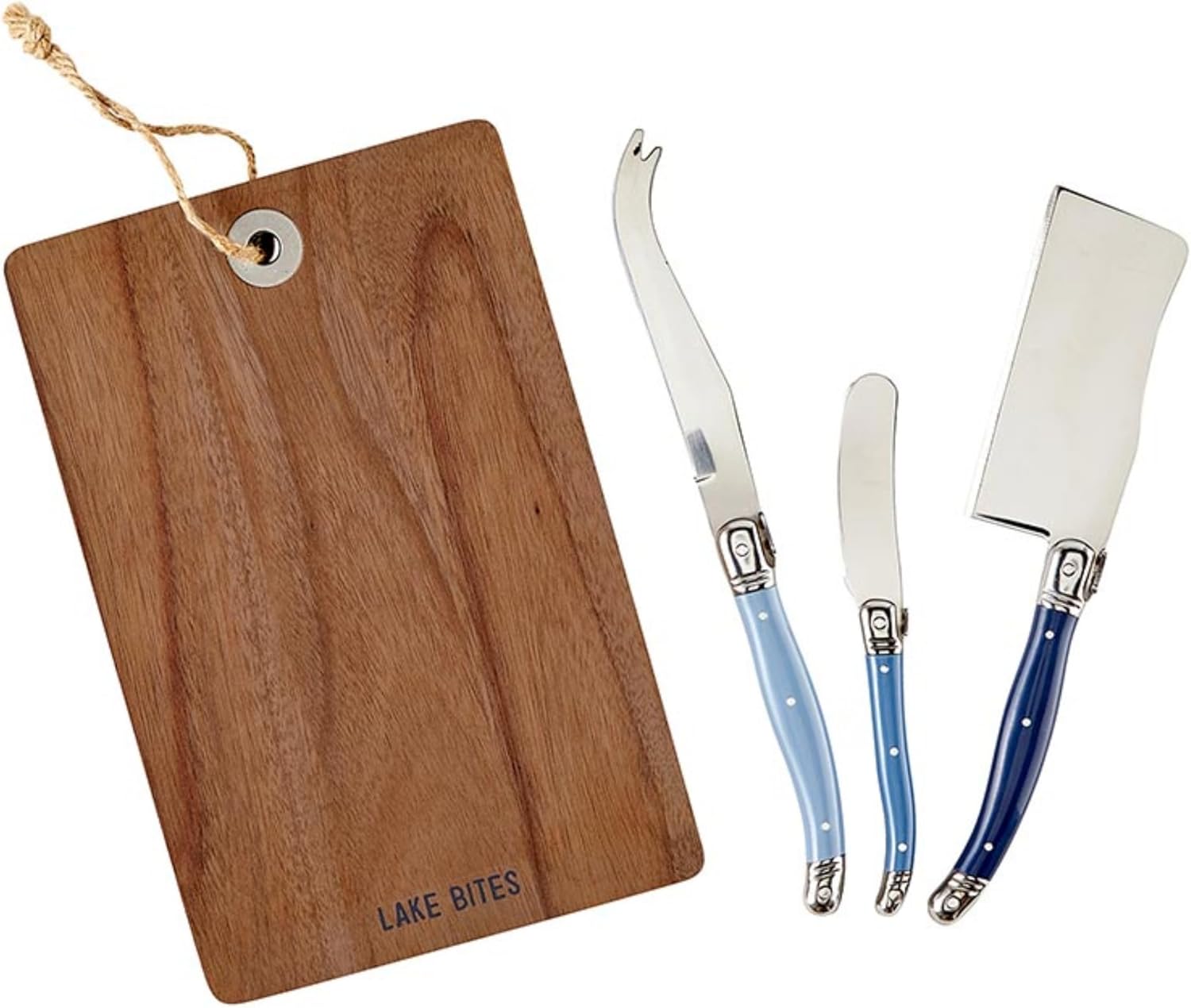 Santa Barbara Design Studio Charcuterie Essentials Cheese Knives and Board Set Cardboard Book Gift Box, 4-Piece, Good Food Lake Mood