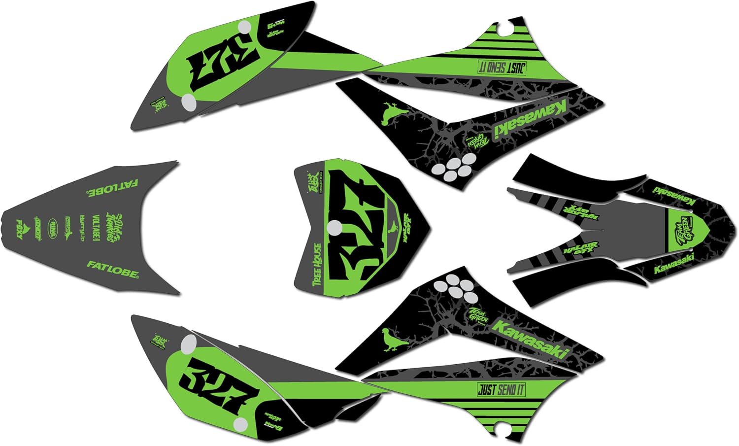 Graphics Kit for Kawasaki KLX110, KLX110R/RL (2010-2024) RAIL Series Pink 21 Mil - Dirt bike Custom Racing Graphics Decals Stickers Kit, no-plastics