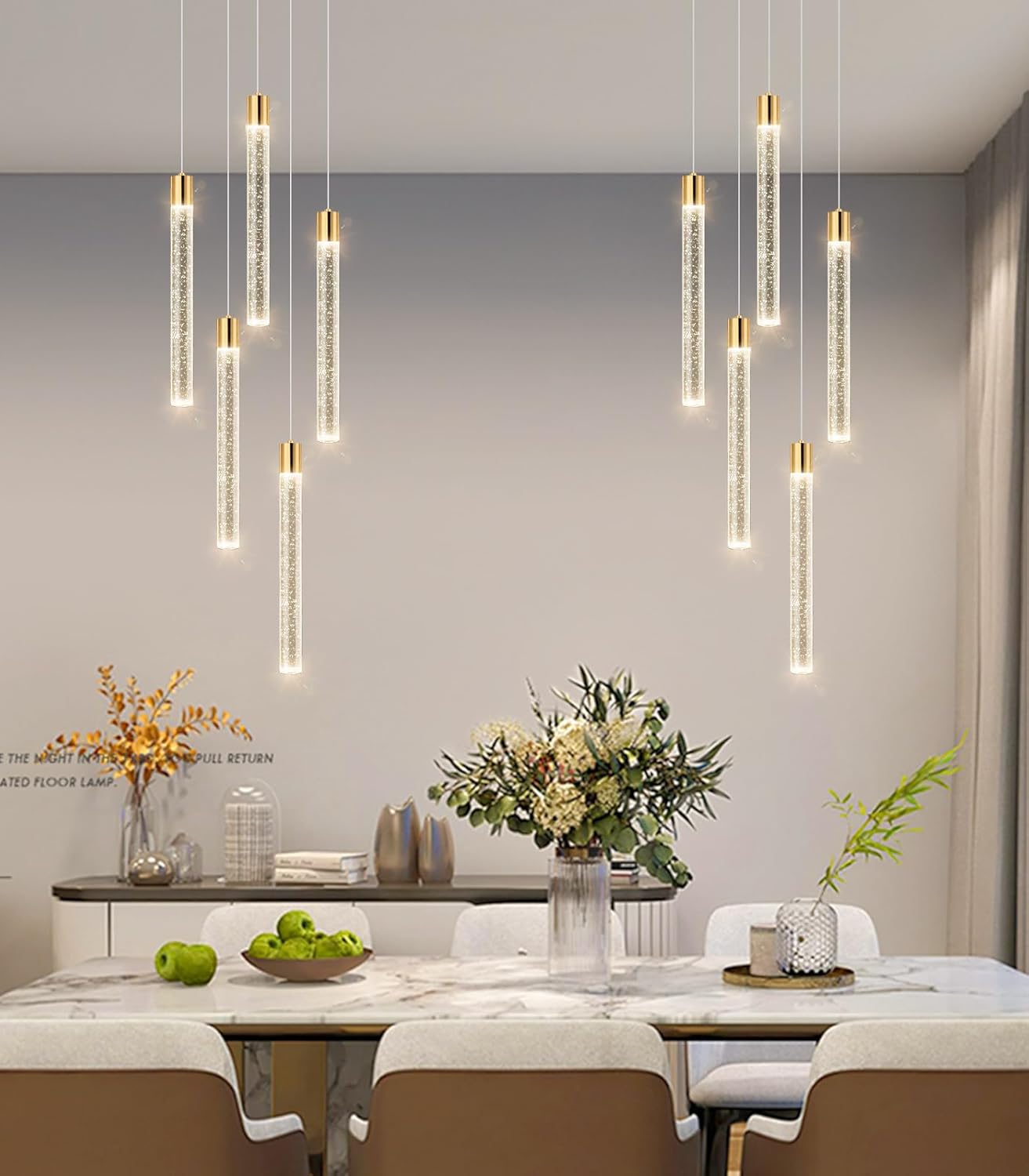 Modern Crystal Chandelier for Kitchen Island 5-Lights LED Pendant Lights Lighting for Dining Room Dimmable Ceiling Hanging 3000K-6000K