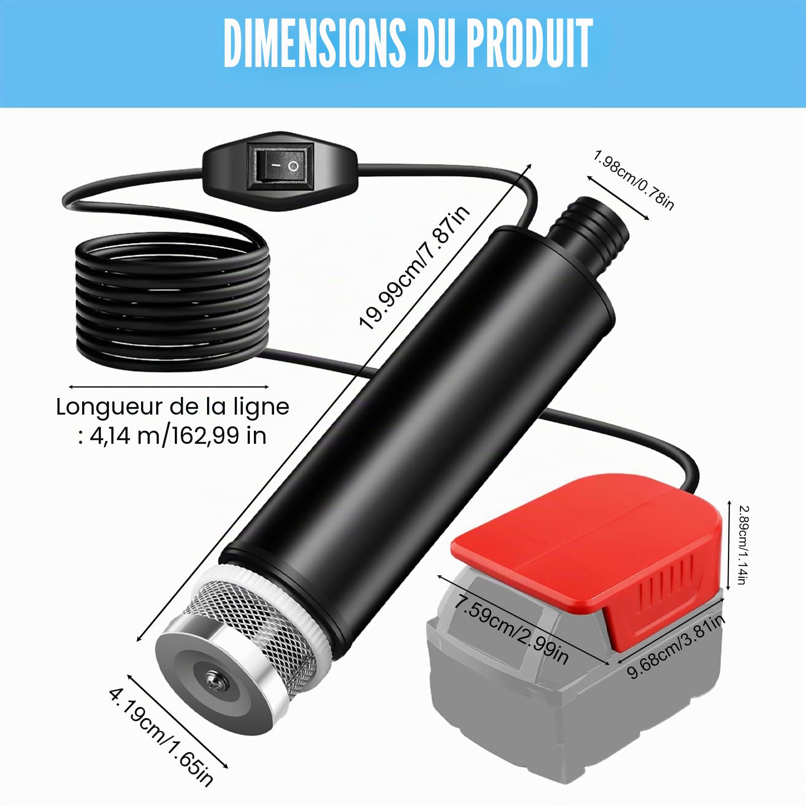 Pompe submersible compatible avec Einhell, pompe à eau pour Einhel, pompe submersible pour batterie Einhells 24 V, pompe à eau usée, mini pompes à eau pour Einhells, pour jardin, réservoir, piscine