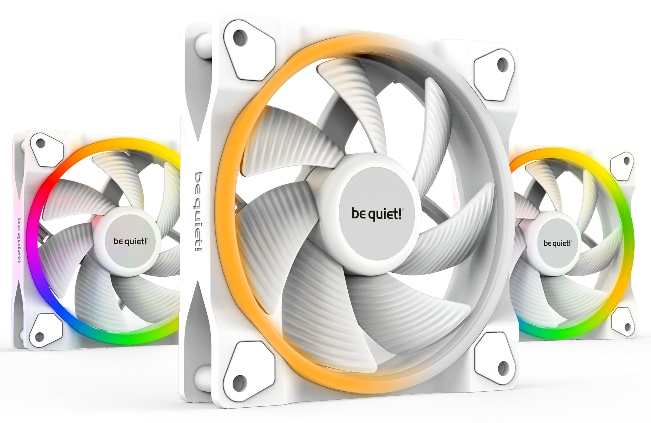 be quiet! Light Wings 120 mm PWM White ventilador, 3 ventiladores incluidos, colores y efectos ARGB increíbles, iluminación adicional en la parte trasera, hub ARGB incluido, 7 aspas optimizadas