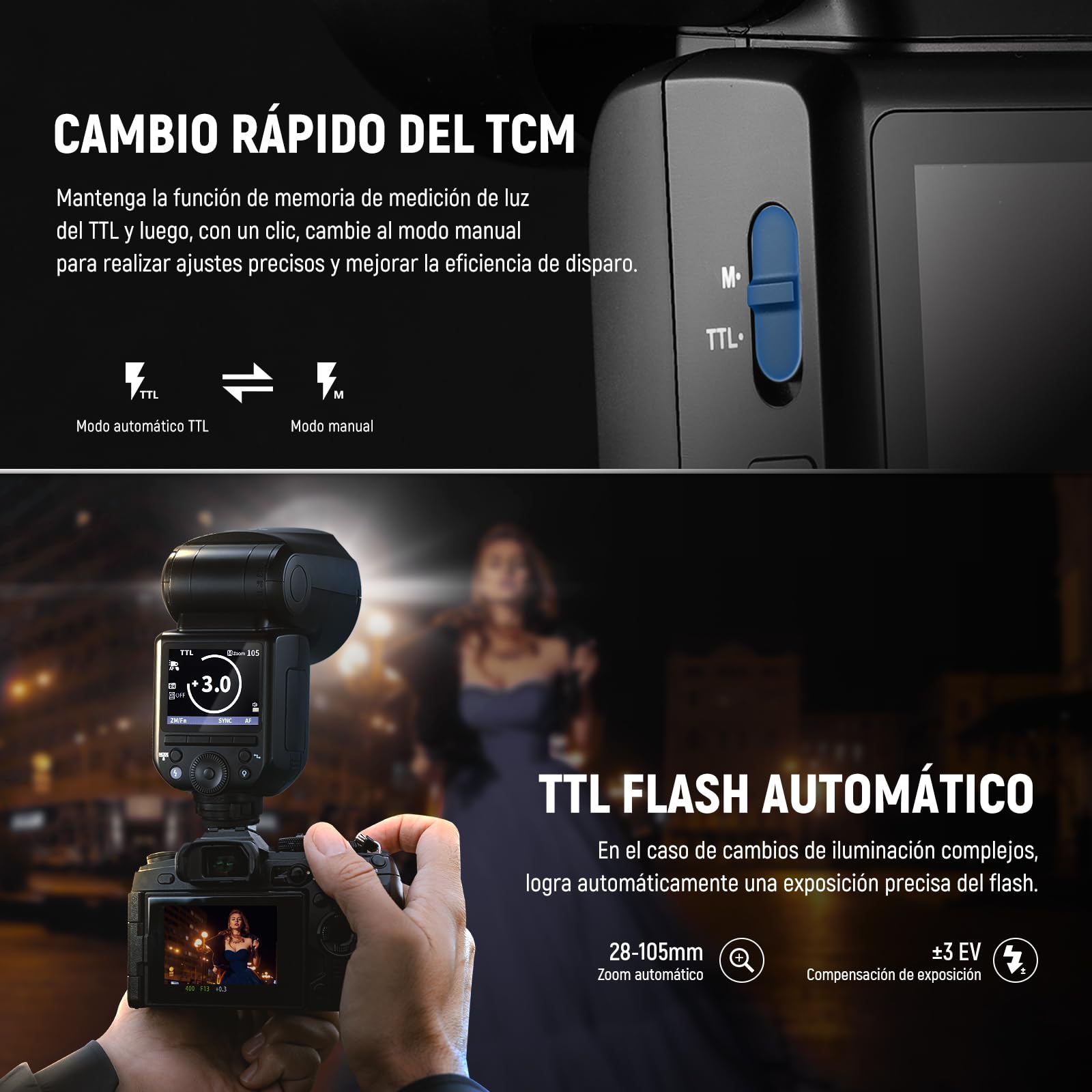 NEEWER Z2-S 2,4G TTL Flash Speedlite Cabeza Redonda para Sony, 76Ws Speedlight con Dome Difusor, UI Mejorada, TTL/M TCM Tecla,2 Lámpara Modelado 1/8000s HSS 7,4V/2600mAh Batería 480 Potencia Completa