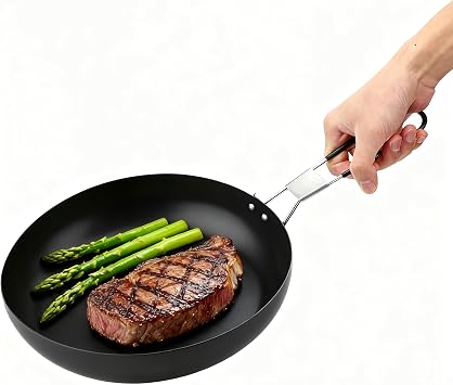 Frying Pan Iron Portable 9.4 Inch Nonstick Frying Pan Foldable Camping Skillet with Folding Handle,Outdoor Cookware for Backpacking,Cabin,Home,Outdoor Hiking,Universal Induction Cooker And Gas Stove